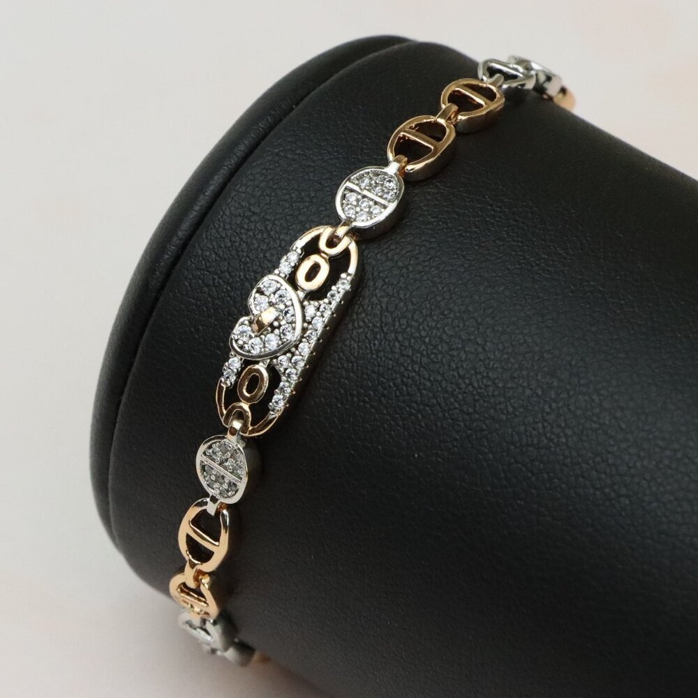 Rose Gold and Silver Dual Tone Heart Bracelet, XPBL0689